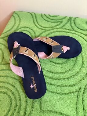 Margaritaville Women's Palm Tree Flip Flops with embroidered palm tree details